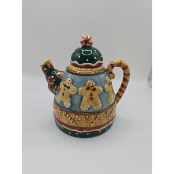 Sakura Other - Sakura Debbie Mumm Gingerbread And Peppermint Mini Teapot 6" .  VTG Christmas